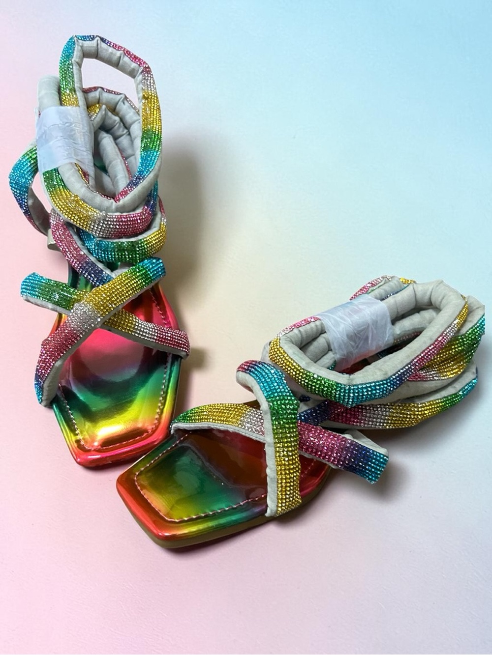 Cape Robbin Rainbow Multicolor Strappy Sandals